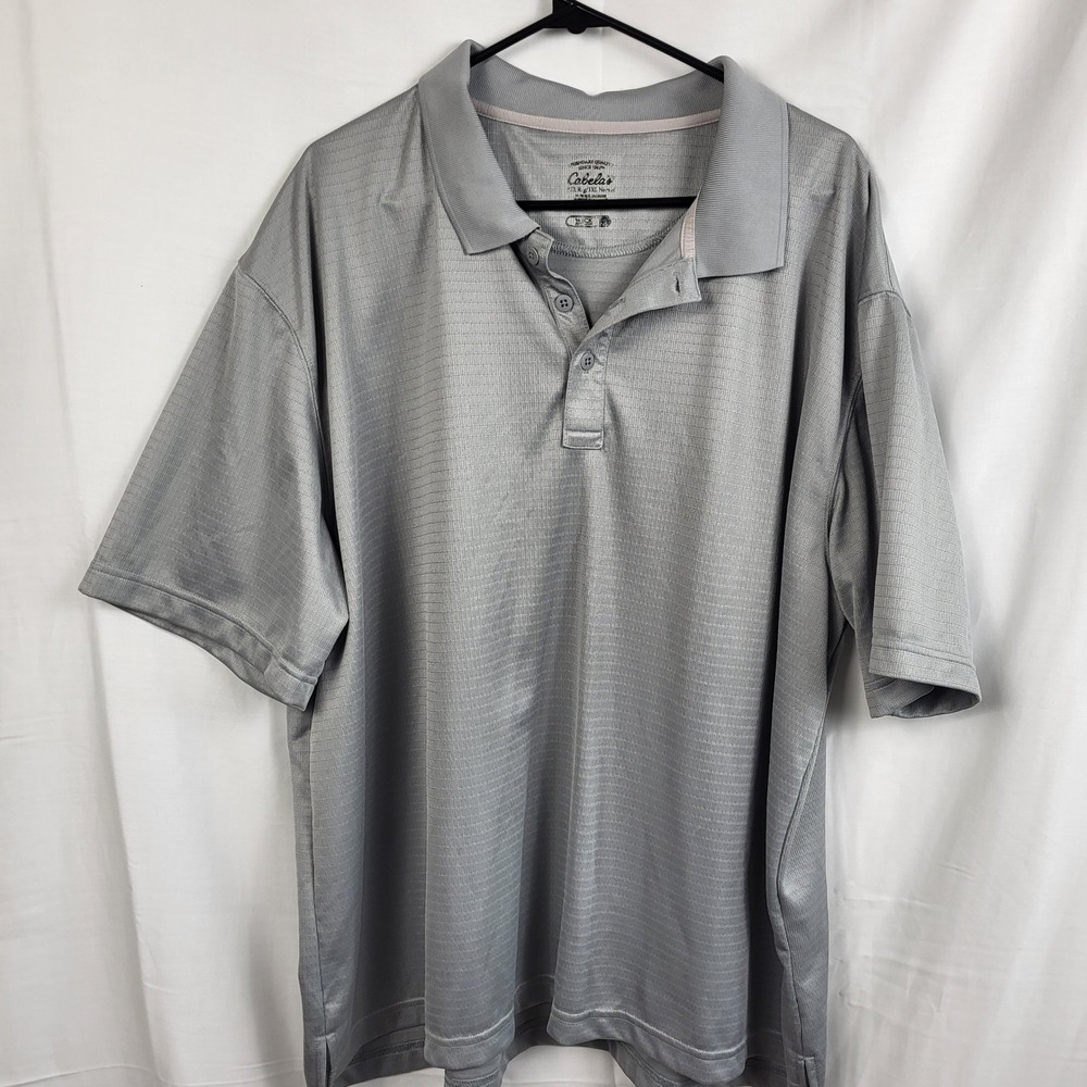 Cabelas Polo Shirt Mens‎ 2XL Tall Gray Short Sleeve Performance Outdoor Casual